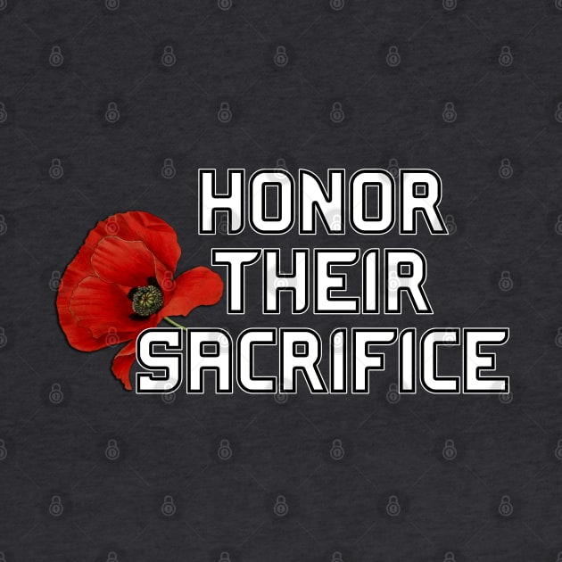 Honor Their Sacrifice Memorial with Red Poppy Flower Back Version (MD23Mrl006b) by Maikell Designs